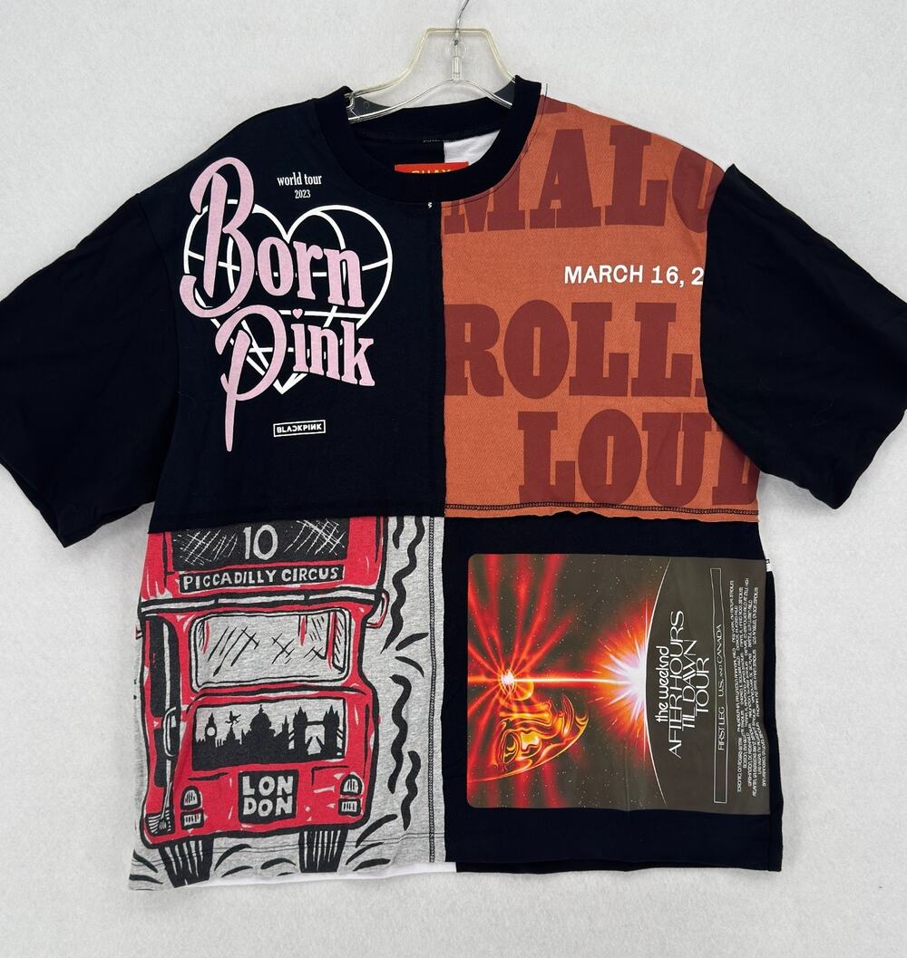 SUAY Sew Shop Upcycled Patchwork "Remade" Concert Graphic T Shirt